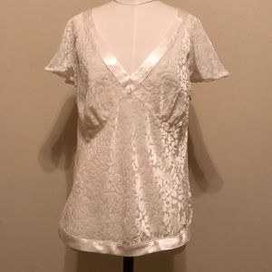 🧚🏼‍♀️Daisy Fuentes moda see through white blouse